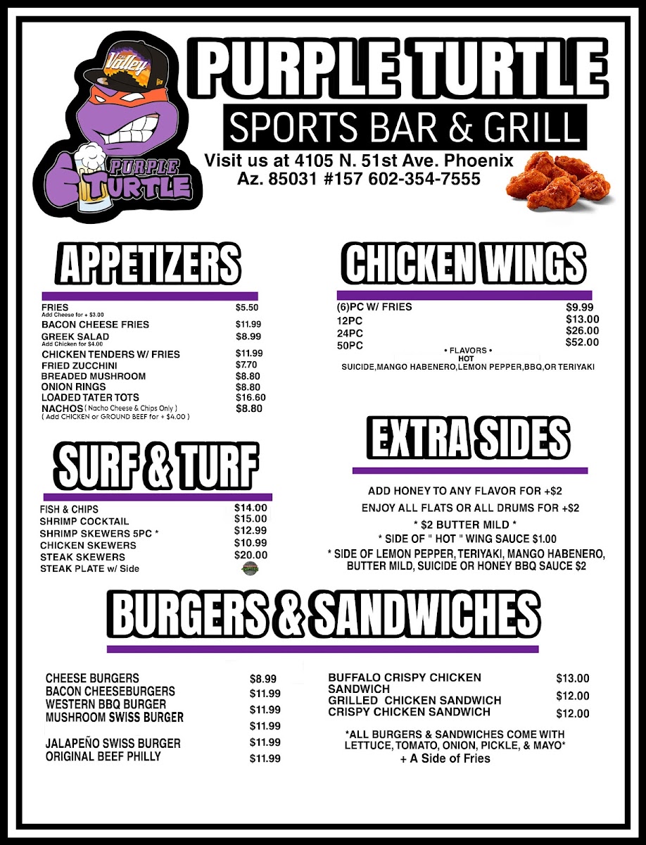 Purple Turtle Menu - Image 1