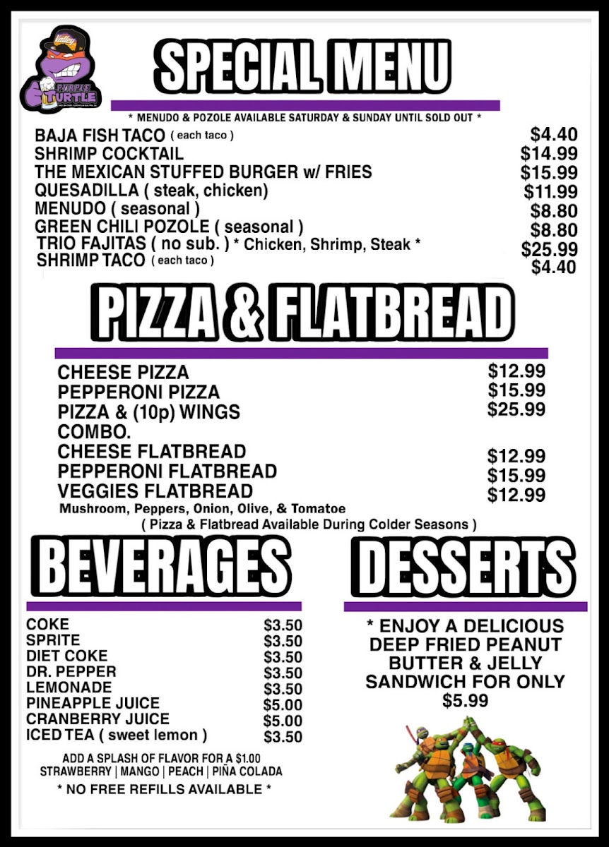 Purple Turtle Menu - Image 2
